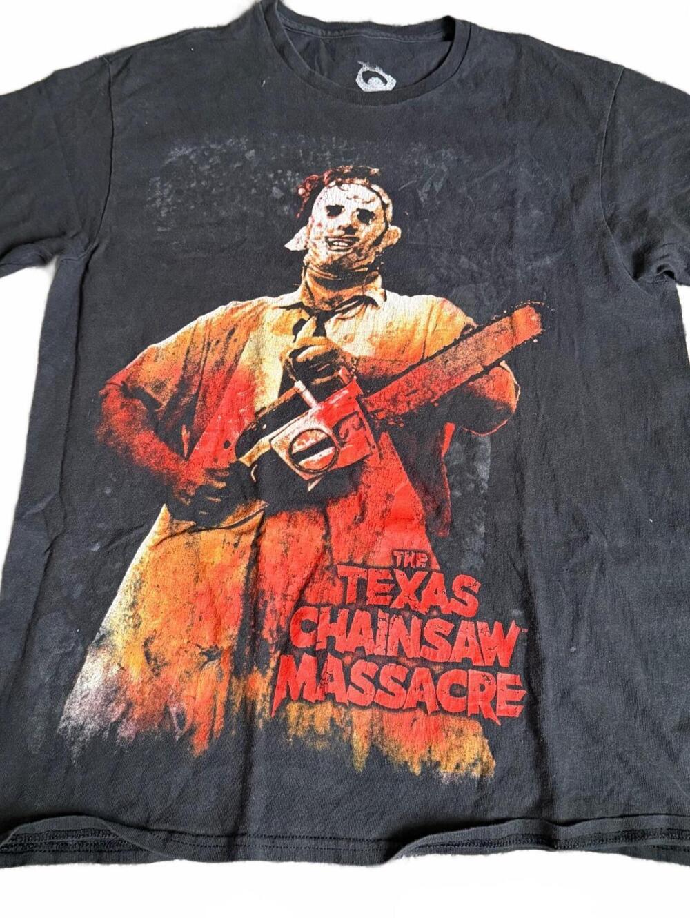 Texas Chainsaw Massacre Leatherface Black Graphic Horror T-Shirt Size Large